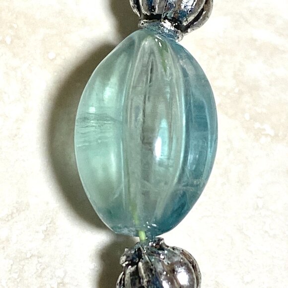 Genuine Teal Green Fluorite Beaded Necklace, Natural Gemstone Choker - Picture 6 of 13